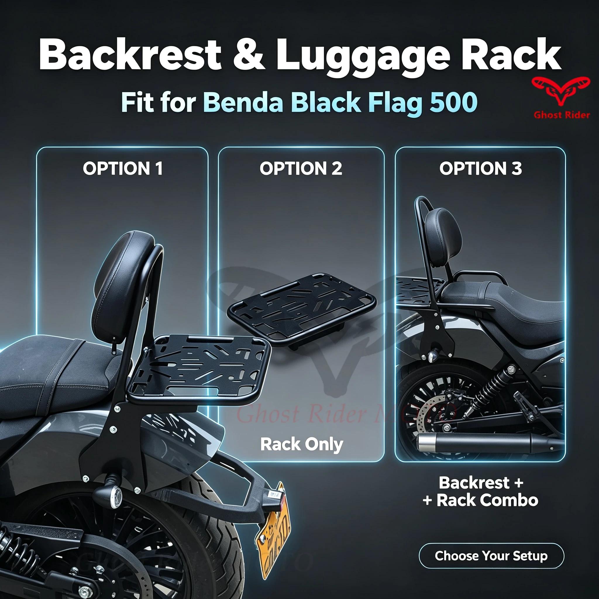 Suitable for Benda Blackflag 500 rear rack trunk backrest modification accessories trunk bracket and high-low backrest