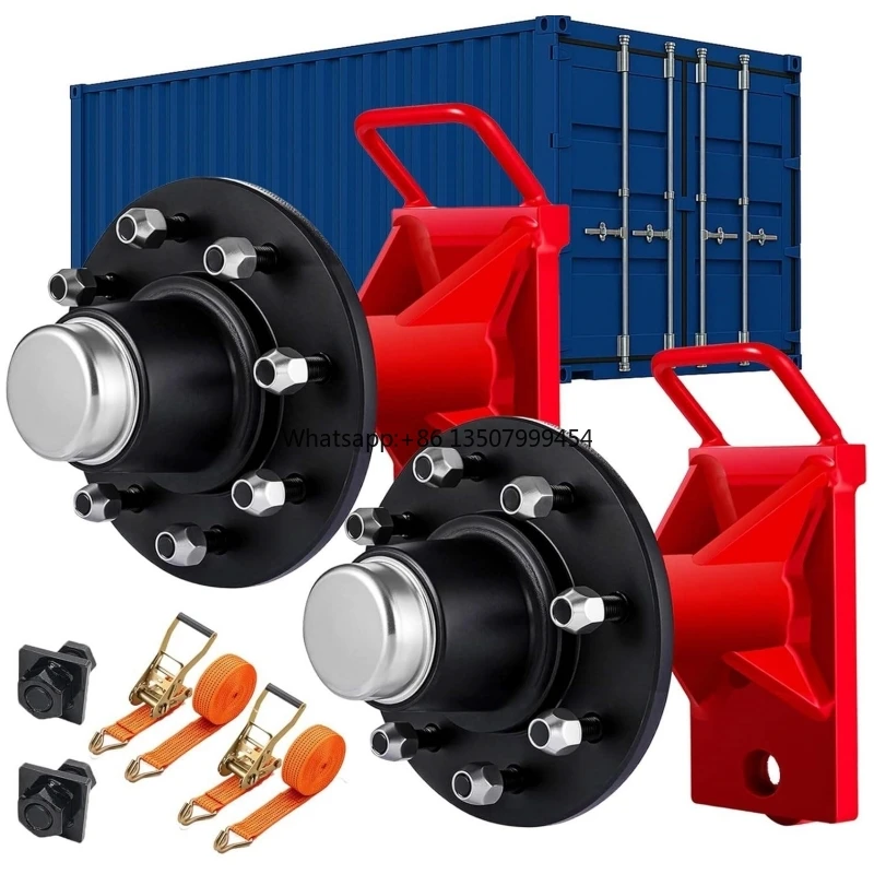 

2-Pack Shipping Container Wheel 8 Lam Wheel Kit Heavy Shipping Container Shaft with U-Handle