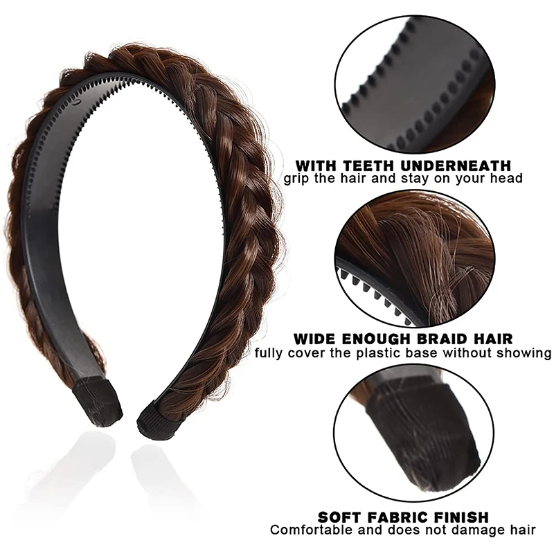Fishbone warkocz leniwa peruka skręcona opaska damska opaska do włosów spinka do włosów Bohemia antypoślizgowe nakrycie głowy ślubne akcesoria do