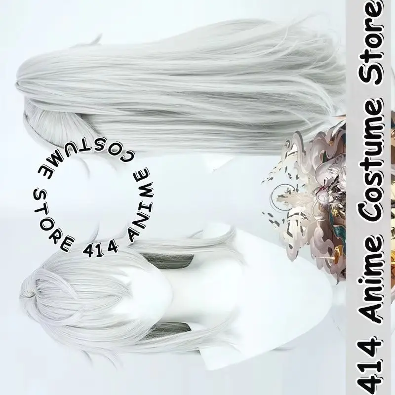 

Game & Anime Jing Yuan Cosplay Wig Honkai: Star Rail Silver Simulation Scalp With Clips Heat-Resistant Fiber Synthetic Hair