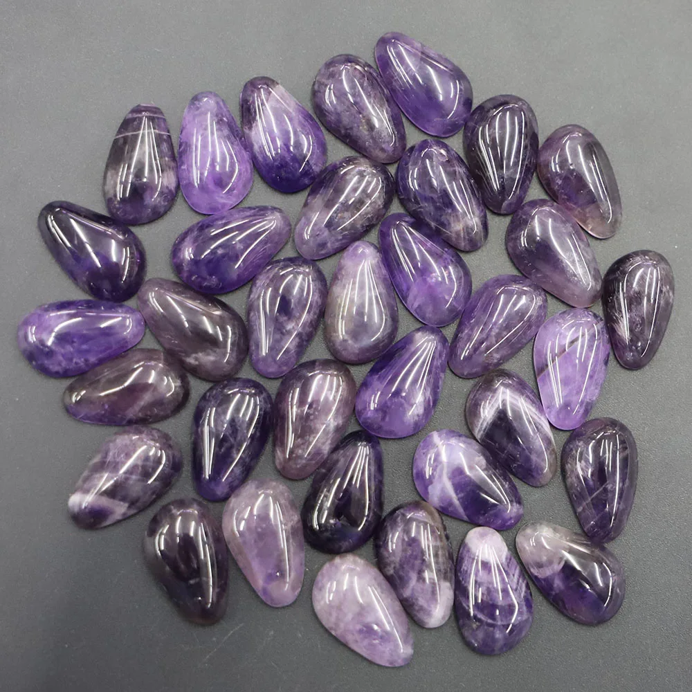 20*12MM Natural Stone Water Droplets Shaped Amethyst Ornament Charms DIY Crystal Necklaces Bracelets Ring Inlaid Wholesale 24Pcs