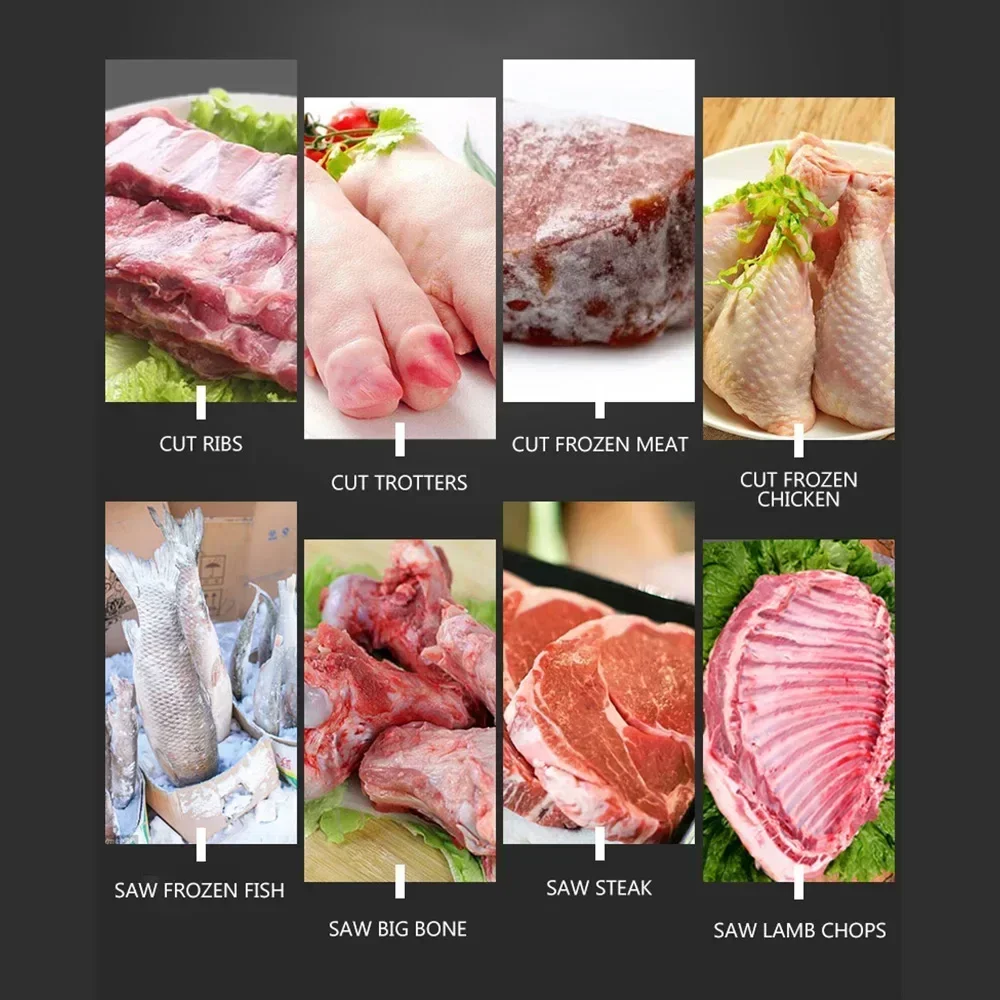 เครื่องตัดกระดูกอัตโนมัติ เครื่องตัดเลื่อยกระดูกเชิงพาณิชย์ ซี่โครงหมู หมูแช่แข็ง Trotters เครื่องตัดสเต็กกระดูก