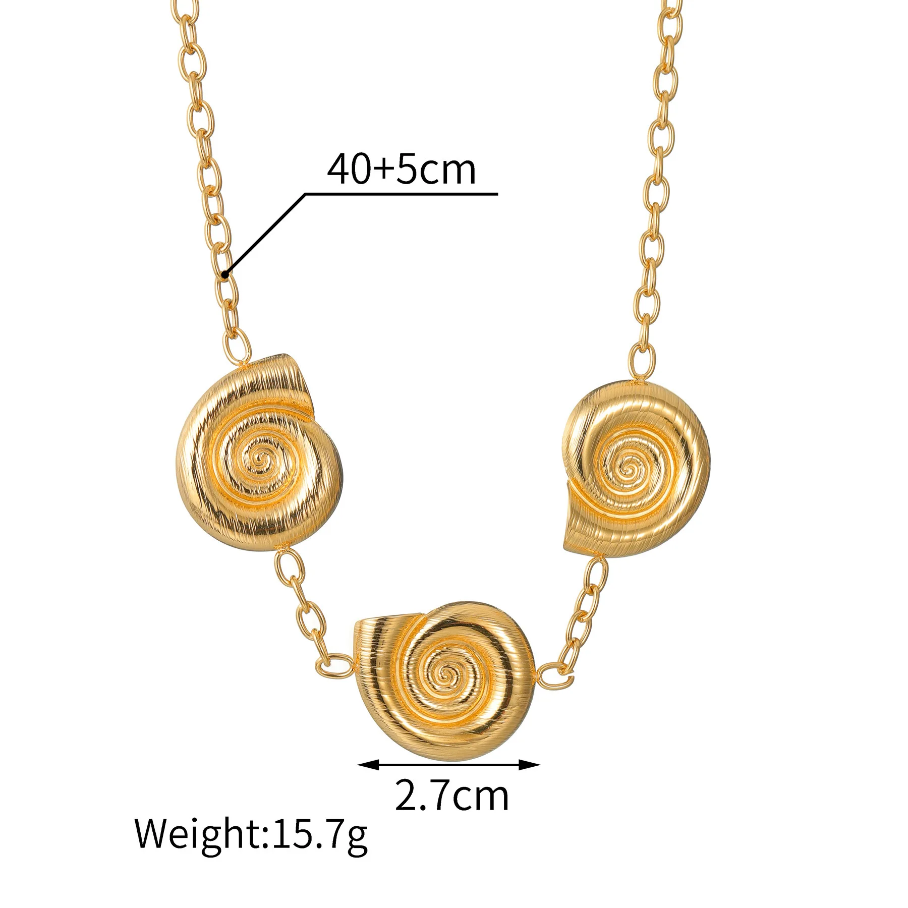 Freeteeme Fashion Three Snail Spiral Circles Necklace for Women Men Stainless Steel Choker Gold Color Necklace Christmas Jewelry