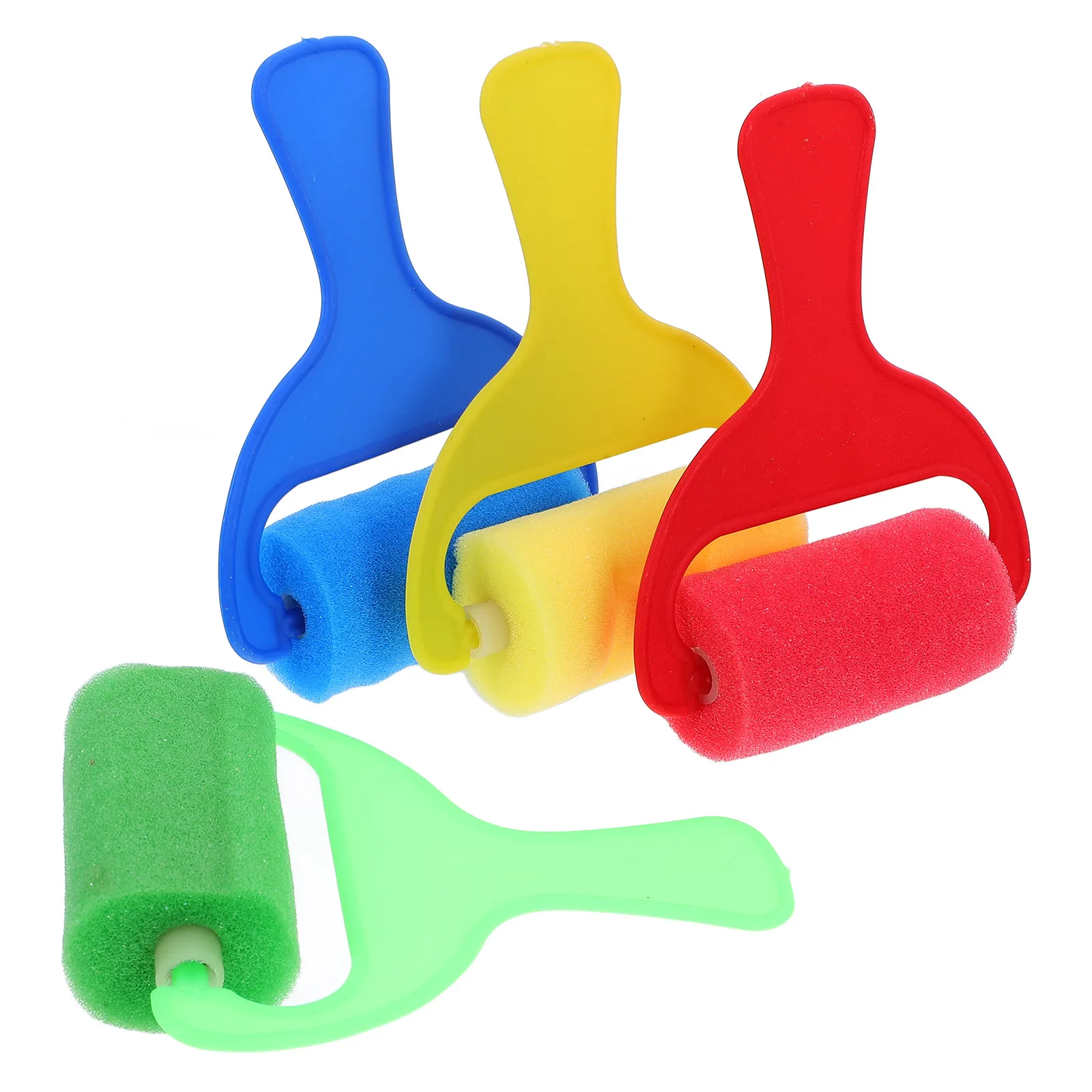 4Pcs Wide Handle Painting Brush Sponge Rollers Portable Painting Tools Set for Oil Watercolor Acrylic Drawing Supplies