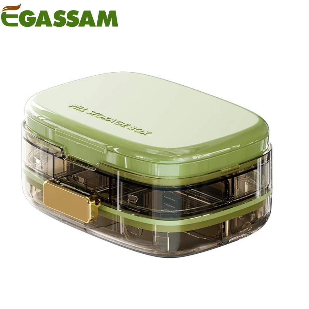 Travel Pill Organizer with 3 Layers Folding Design, 10 Large Compartments Daily Pill Box, Portable Pill Case for Purse Pocket