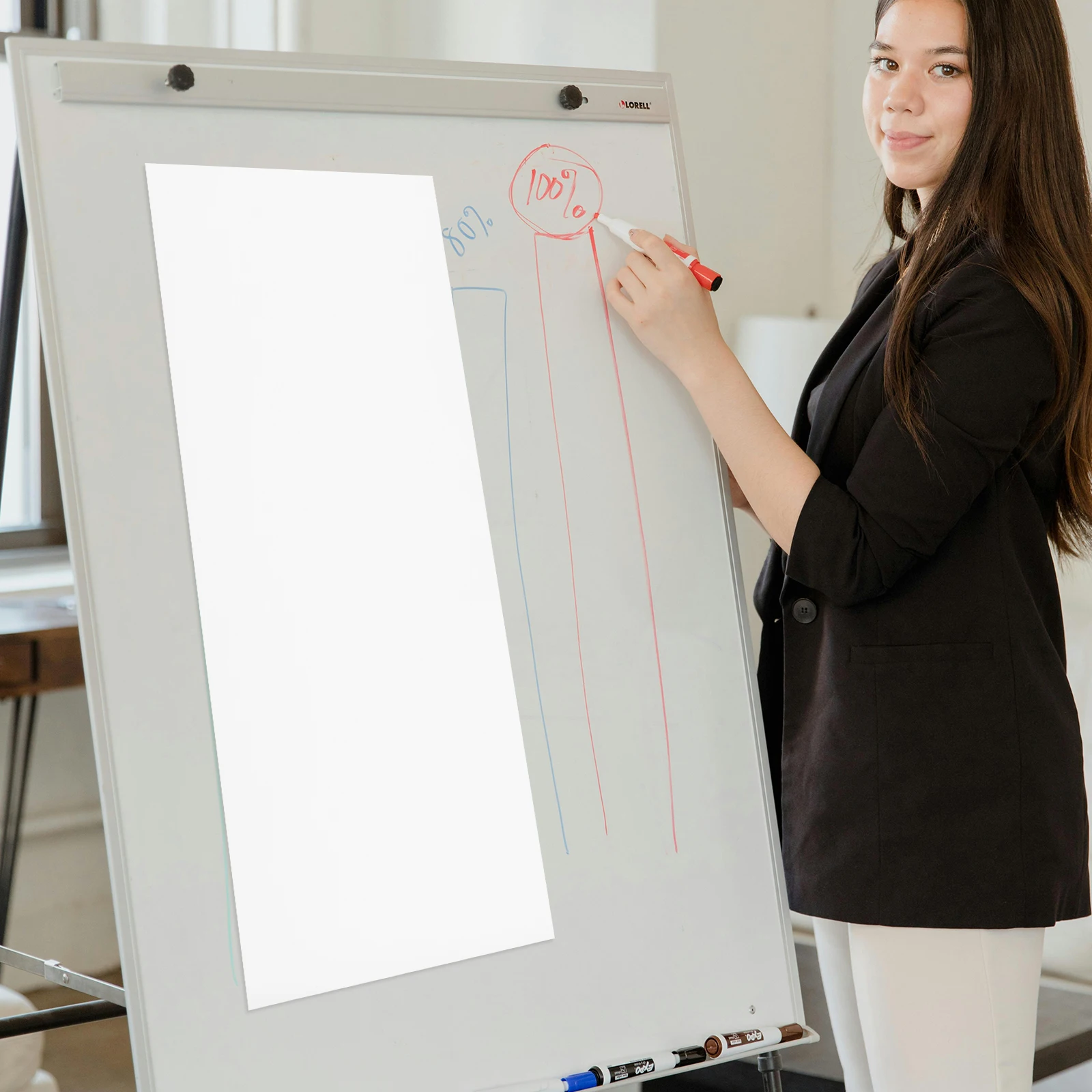 

Portable Whiteboard Paper Reusable Adhesive Dry Erase Sheet for Office Home Use Peel Stick Wall Board Math Writing Memo