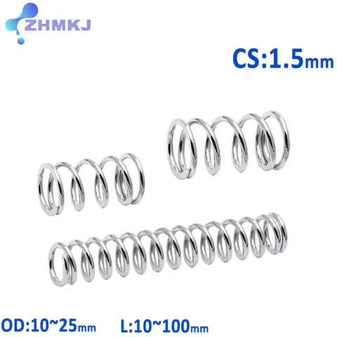 304 스테인레스 스틸 압축 스프링 와이어 직경 1.5mm Y형 로터 리턴 용수철, 외경 6-14mm 길이 5-100mm