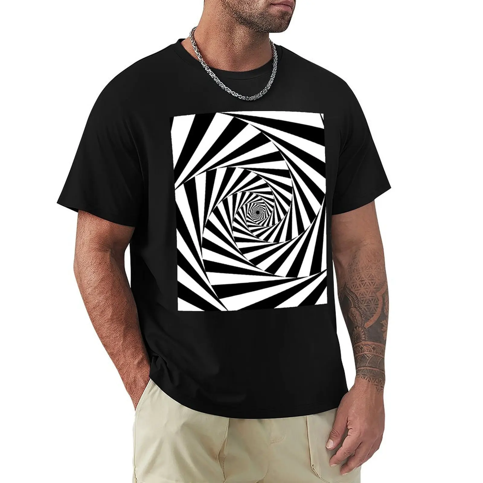 Aperture Spiral - Black and White Optical Illusion T-Shirt Casual Loose Fit Short Sleeve T-Shirt