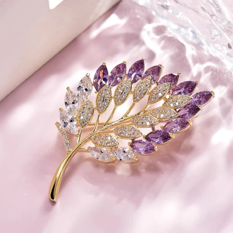 Broche de hojas ahuecadas brillantes a la moda para mujeres y niñas, ramillete único elegante, alfileres exquisitos, accesorios de ropa, regalos