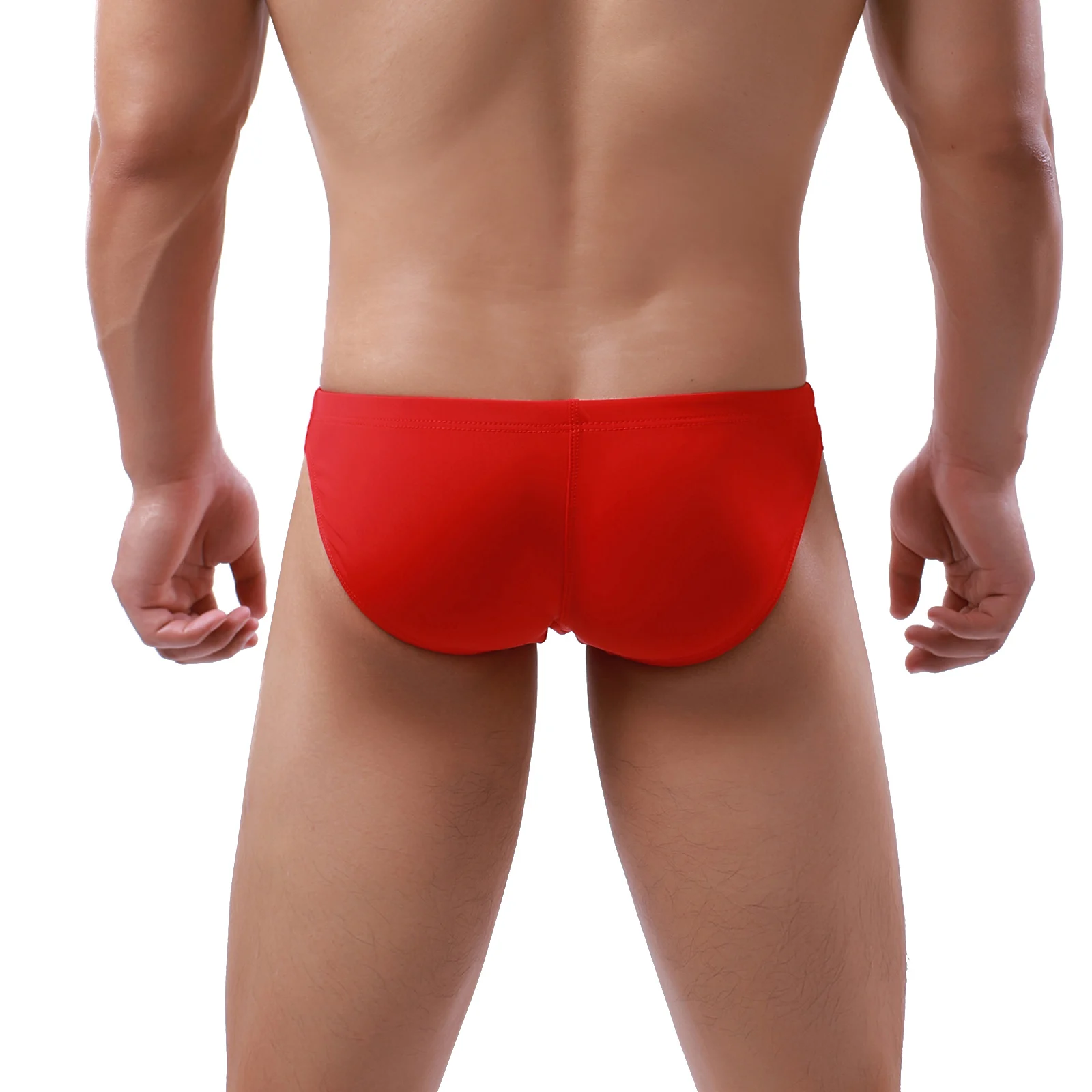 Herren-Bademode in einfarbiger Ausführung, niedrig sitzende Badehose mit Kordelzug, Strandunterwäsche, schnell trocknender Badeanzug, Badeshorts, Strandbekleidung – Detail 9
