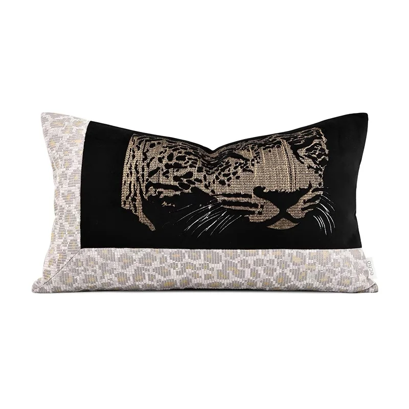 Leopard Pillows Luxury Patchwork Cushion Case Modern Black Decorative Pillow Cover For Sofa Art Living Room Home Decoration