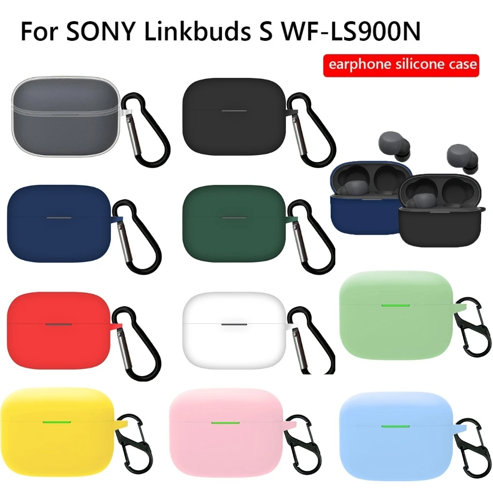 Shockproof Silicone Earphone Protection Case for Sony Linkbuds S WF-LS900N Earphone Cover with Metal Hooks Accessories