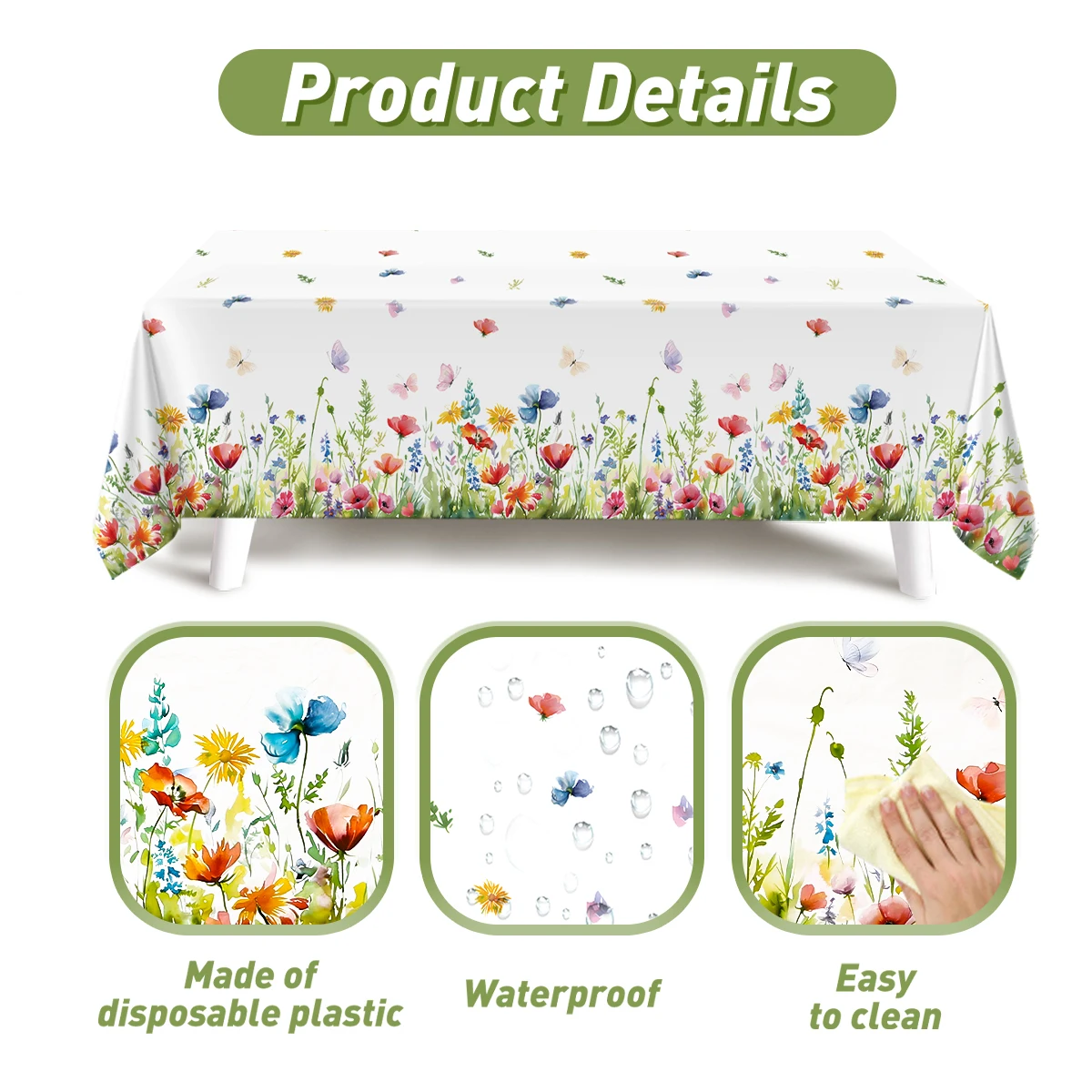 Lente Wildflower Vlinder PE Tafelkleed Gelukkige 1e Verjaardagsfeestje Decoratie Kinderen Meisjes Gunsten Tafelkleed Baby Douche Benodigdheden