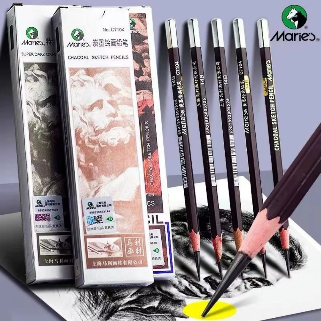Sketch pencils 12B/14B/16B matte charcoal drawing pencils, dedicated drawing pencils for sketching and life drawing