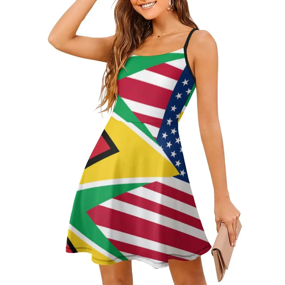 Sexy Guyanese amerikanische Flagge klassische Frauen Schlinge Kleid lustige Neuheit Partys Frau Kleid das Kleid süß