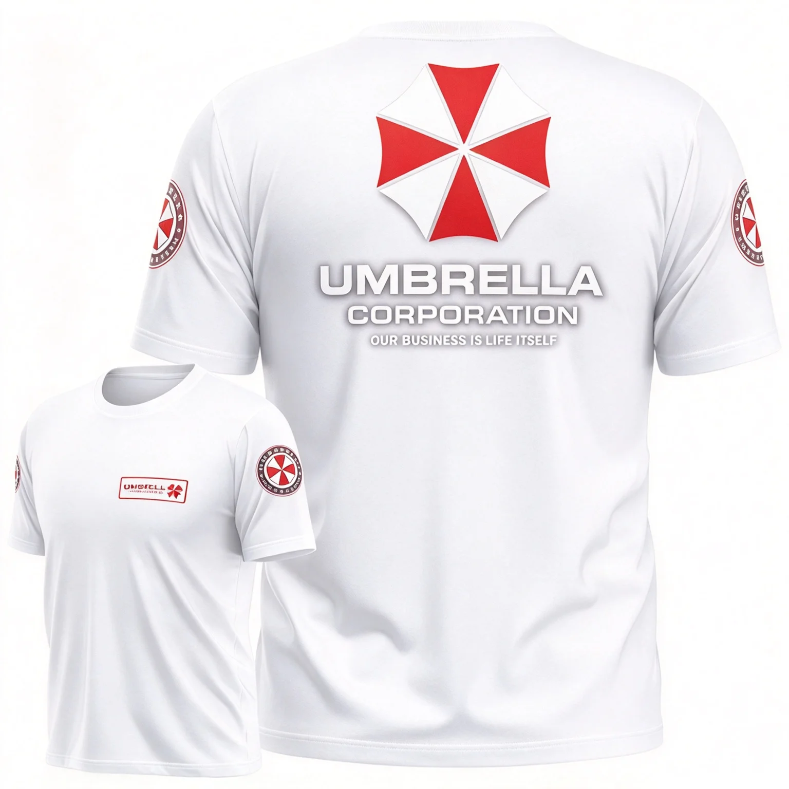 Black Tee Men's Women's Resident Evil Umbrella Game Horror Retro Cool Graphic Art Print Oversized Short Sleeve Streetwear Top