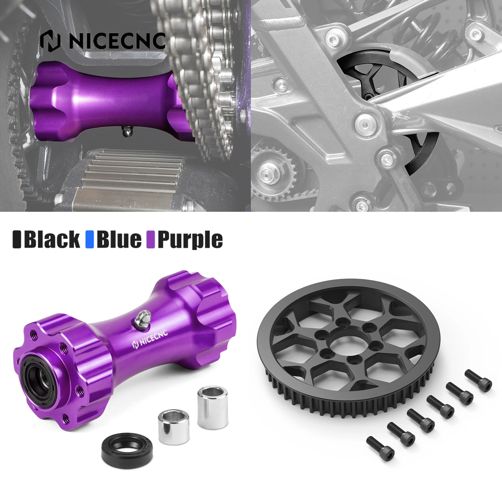 

NICECNC For Surron Light Bee X S Aluminum Middle Drive Axis & Secondary Pulley 45# steel For Segway X160 X260 Electric Dirt Bike