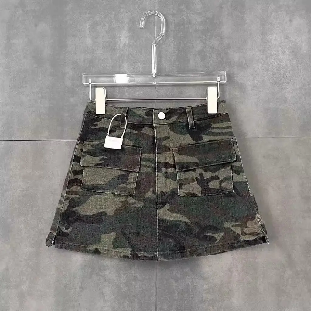 Street High Waist Camouflage Skirt Women's Elastic Hip Wrap Spice Girl Cargo Short Skirt
