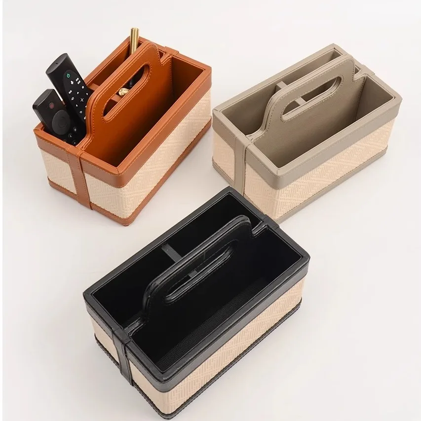 

Luxury Leather Storage Box Home Coffee Table Organizer Decorative Desk Box Living Room Entrance Bedside Organizer Creative Decor