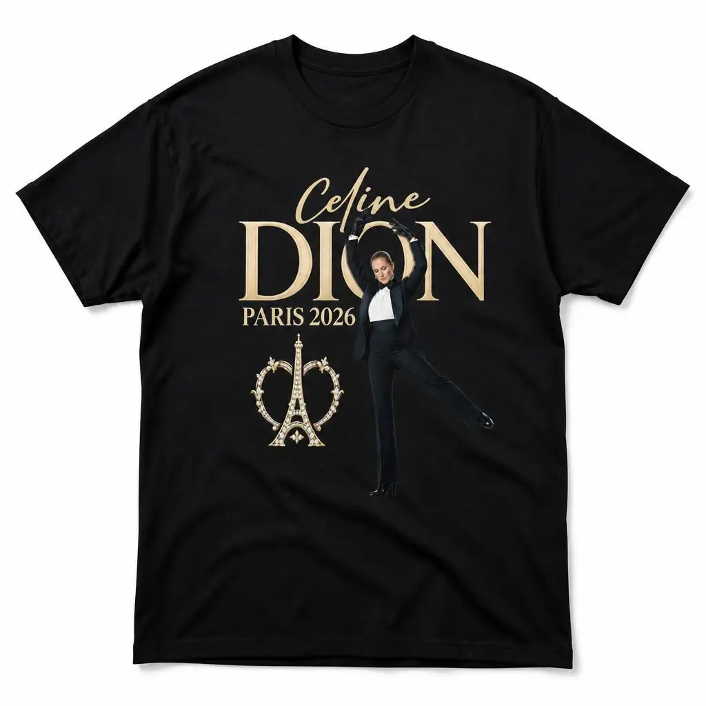 Celines Dions Paris 2026 Legendary Singer Comeback Men T Shirt 100% Cotton Clothing Fun Short Sleeve Tee Gift T-Shirts