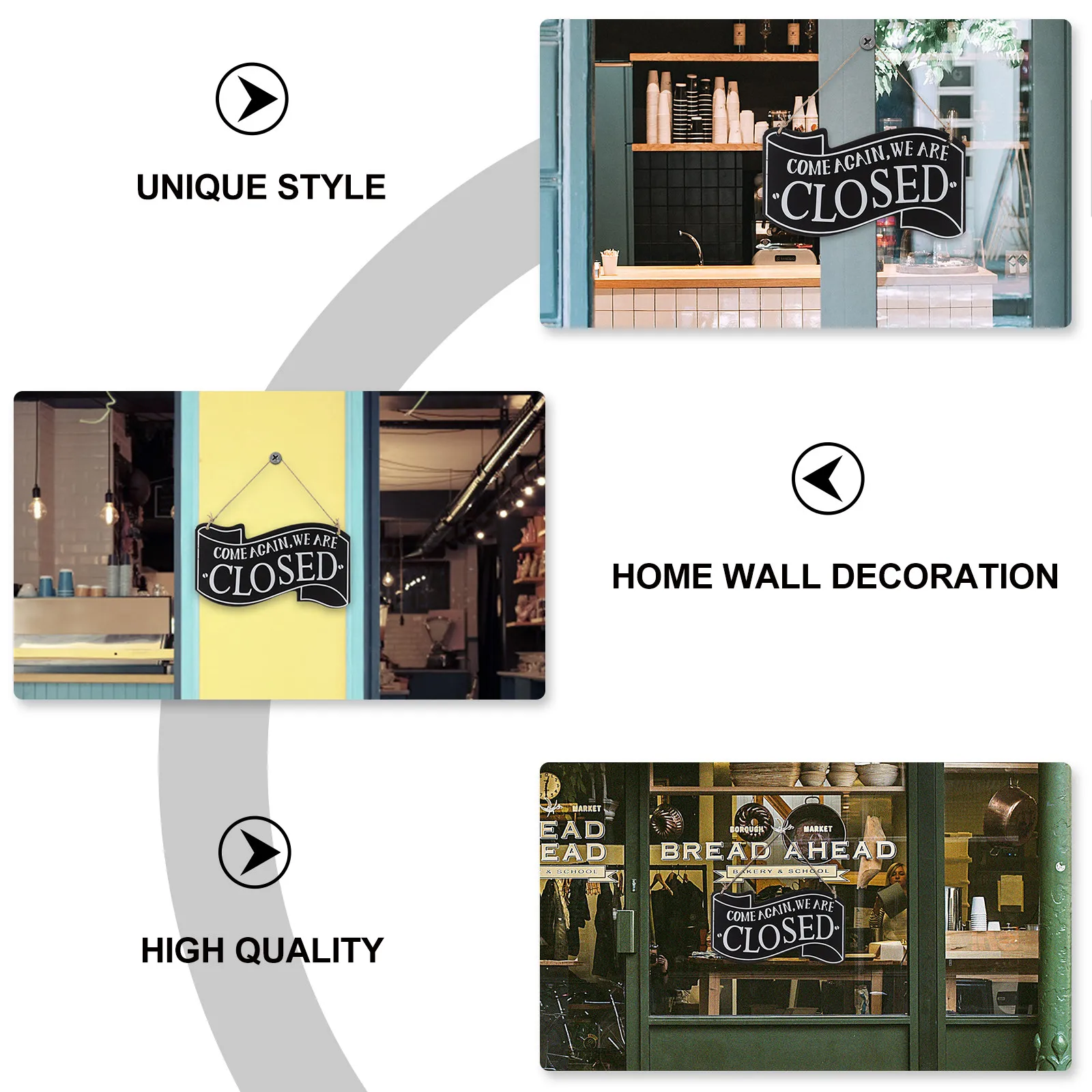 1Pcs Quality Wood Open and Close Door Sign Double-Sided Hanging Wooden Plaque for Shop Window Wall Decor Coffee Decoration Wood