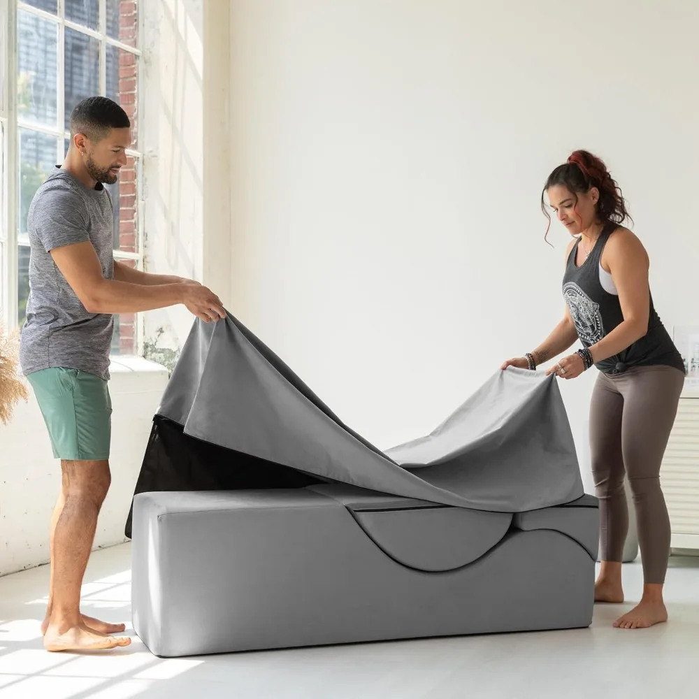 Yoga and Massage Convertible Chaise/Bed Bench - Dual-Purpose Ottoman with Hidden Folding Yoga Lounge Chair image 6
