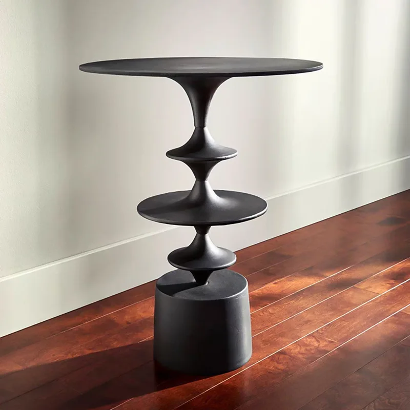 

Stylish and simple sofa side few mini round tea table retro side table balcony living room designer creative cream corner few