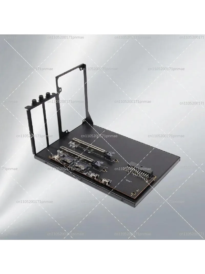 Dual-Slot Graphics Card Holder, Double-Wide PCIe 3.0 x16 to x8x8 Expansion, PEX8749 Pass-Through, ATX Power Supply