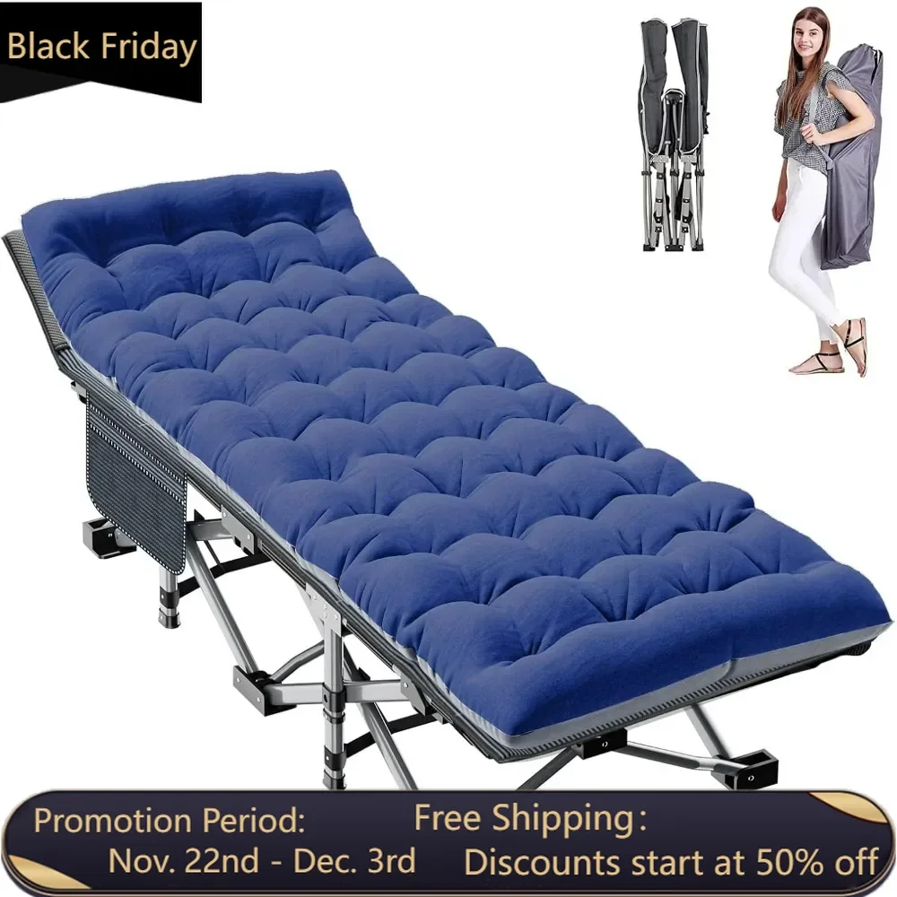 Folding bed with cushion, adult, with handbag