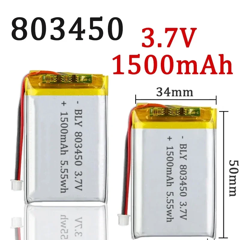 1-10pcs 3.7V 803450 Polymer Lithium Battery 1500mAh Rechargeable Battery for Bluetooth Headset Speaker Monitor Self-Timer New