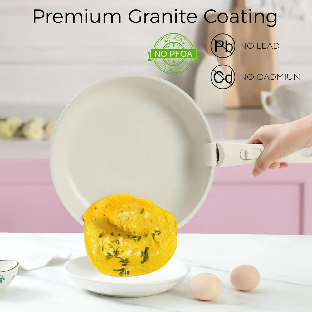 Pink Nonstick 15-Piece Detachable Handle Cookware Set, Oven Safe & Induction Compatible Kitchen Tools