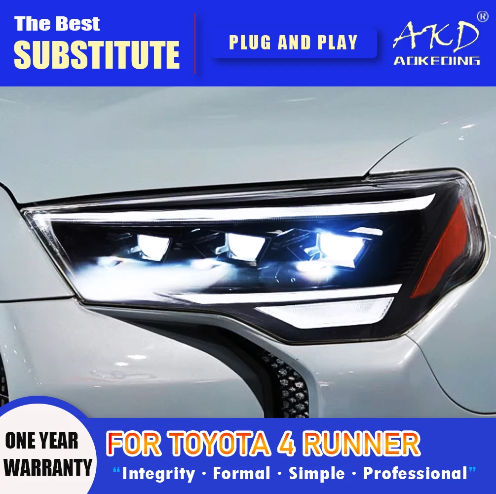 AKD Head Lamp for Toyota 4Runner LED Headlight 2013-2021 Headlights 4Runner DRL Turn Signal High Beam Angel Eye Projector Lens