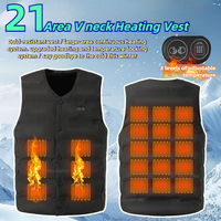 Winter Heated Vest Men USB Dual Control 21 Zone Electric Heating Vest Smart Warm Clothes Hunting Windproof Warm Cotton Waistcoat