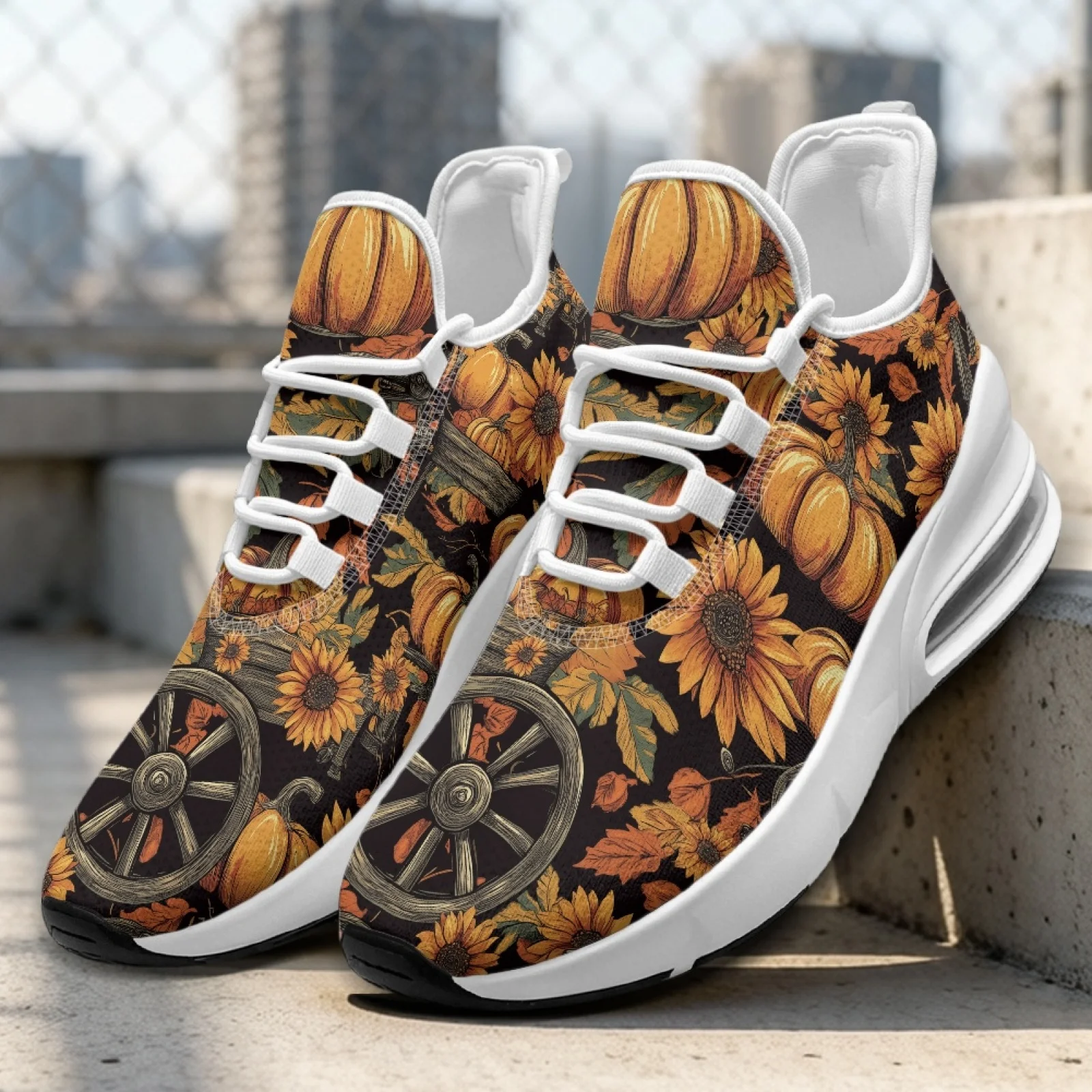 PENSTROLL Pumpkin Sunflower Casual Athletic Shoes Walking Shoes for Women, Lightweight Breathable Women's Running Shoes