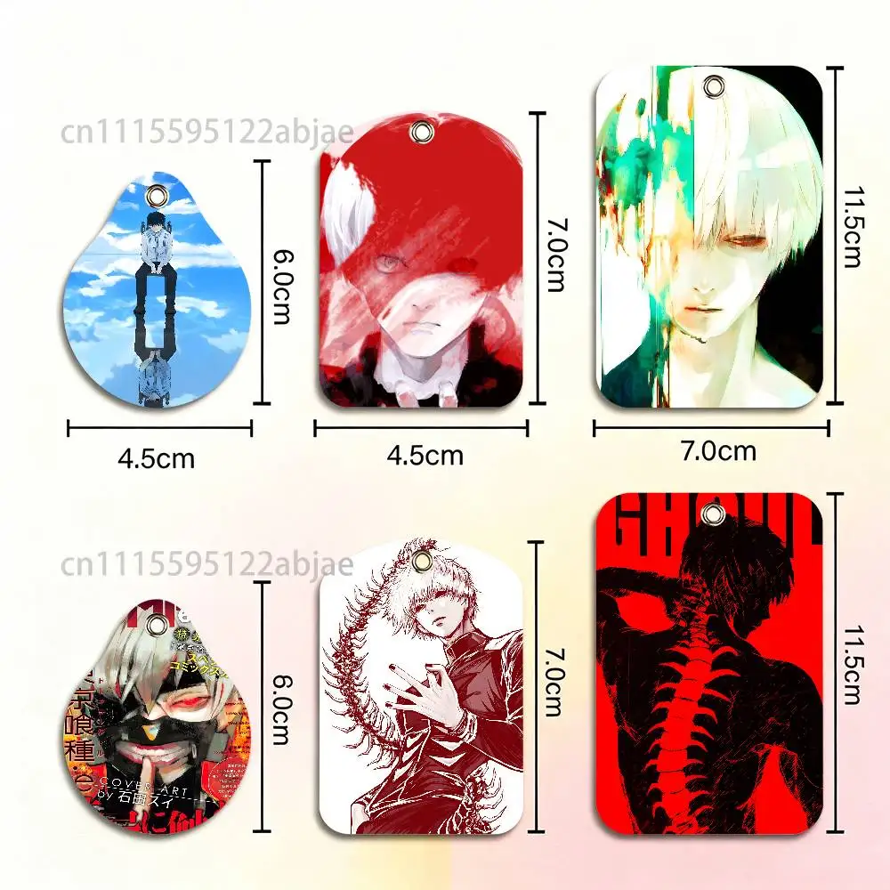T-Tokyo Ghoul K-Kaneki Ken Card Case Leather Card Holder Keychain Key Ring Transportation Card Case With Lanyard