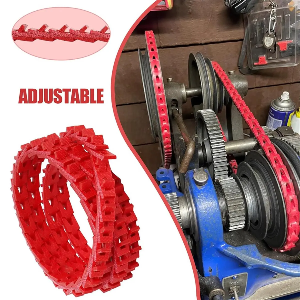 5FT Power Twist V Belt 1/2-Inch X 5 Feet A Type, Adjustable Link Drive Perfect for Wood Lathes, Table Saws