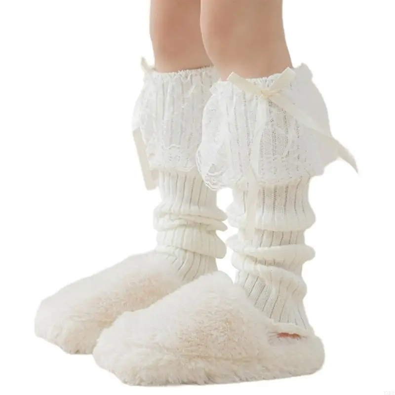Sweet Lace Bowknot Charm Leg Warmer for Girls Over 2 Years Fabric Soft