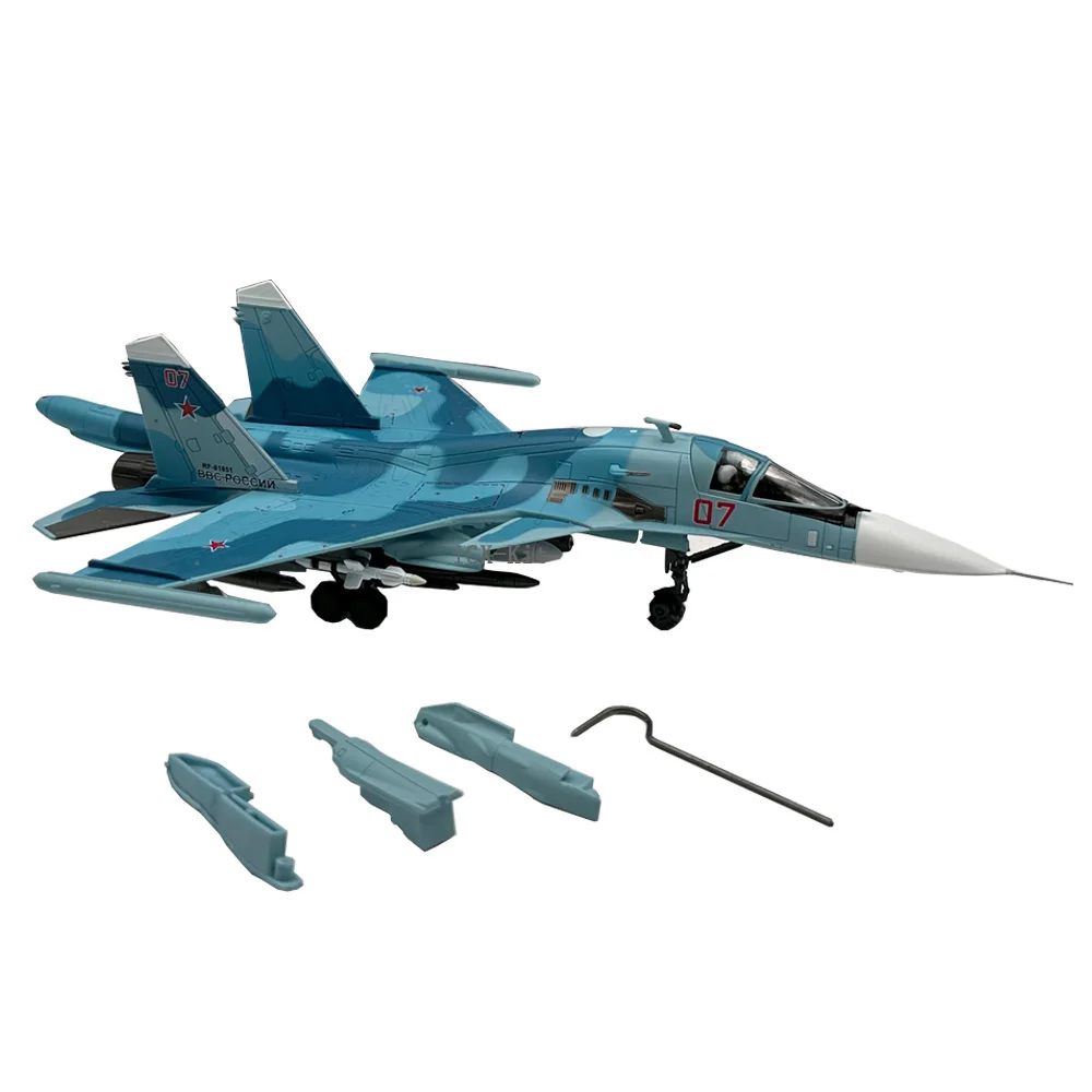 1/100 Scale Russian Sukhoi Cy-34 SU-34 SU34 Fullback Fighter Bomber Diecast Metal Military Plane Model Toy Collection or Gifts