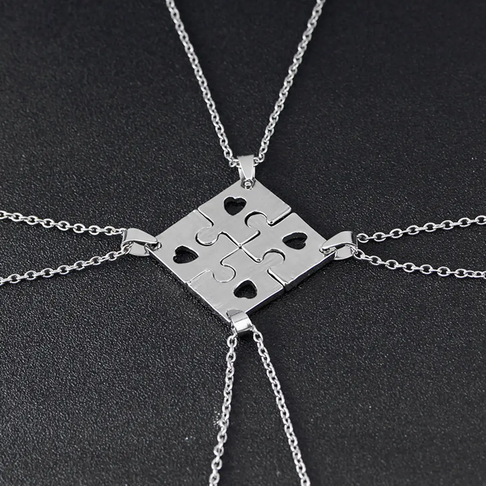 4 Collares de la Amistad con Rompecabezas, Colgantes Grabados para Hermanas y Mejores Amigas, Regalo Perfecto para Cumpleaños, Aniversarios, Adolescentes y Niñas