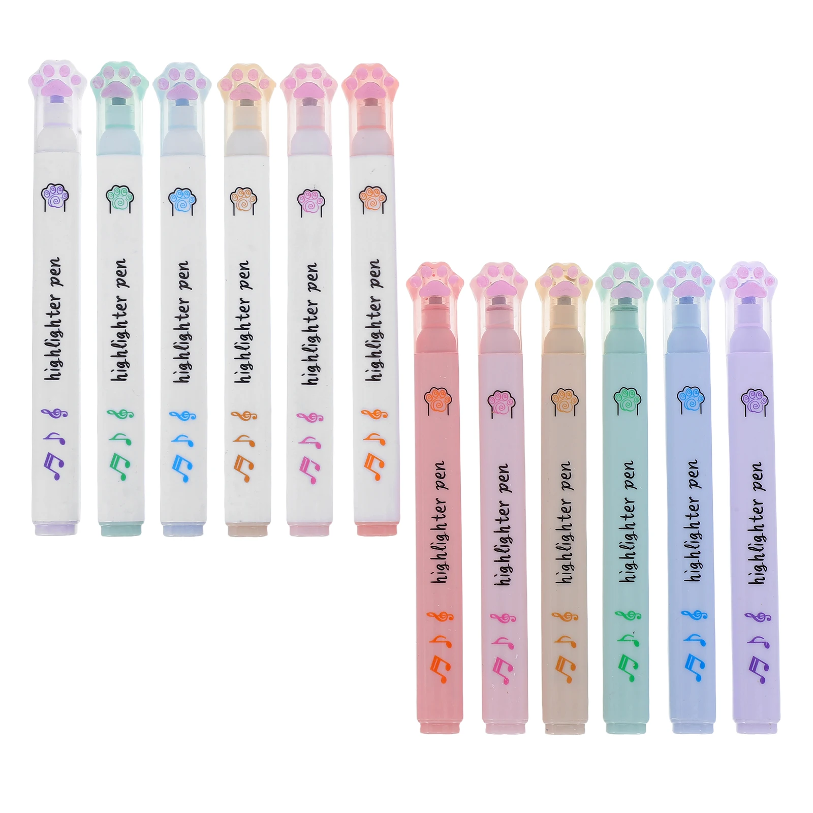 

12 Pcs Cat's Paw Highlighter Paint Marker Pen Fluorescent Pens Markers Plastic Hand Lettering Fun Highlighters Student Cartoon