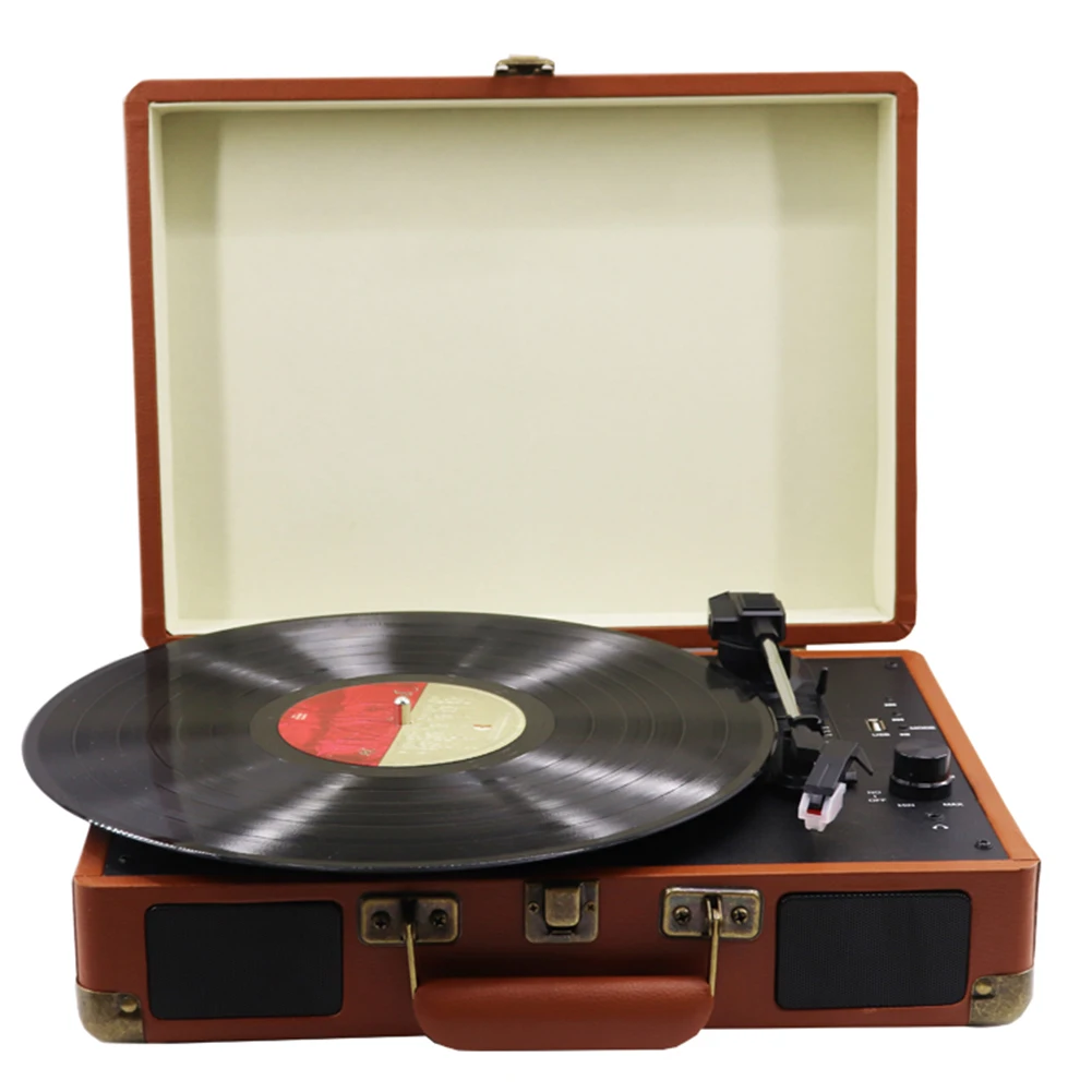 Retro Vinyl Record Player Bluetooth-Compatible Classic Record Player 33/45/78RPM Nostalgic Style Record Player for Entertainment