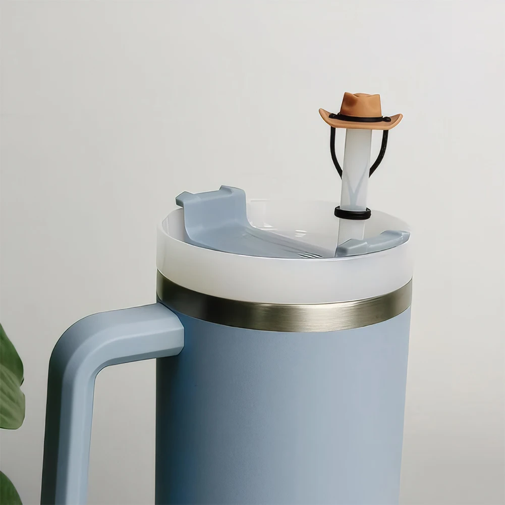 

4 Pcs Silicone Cowboy Hat Cute Straw Tip Cover Dust-Proof Drinking Straw Cap Reusable Straw Tips Lids for Man and Woman Gift