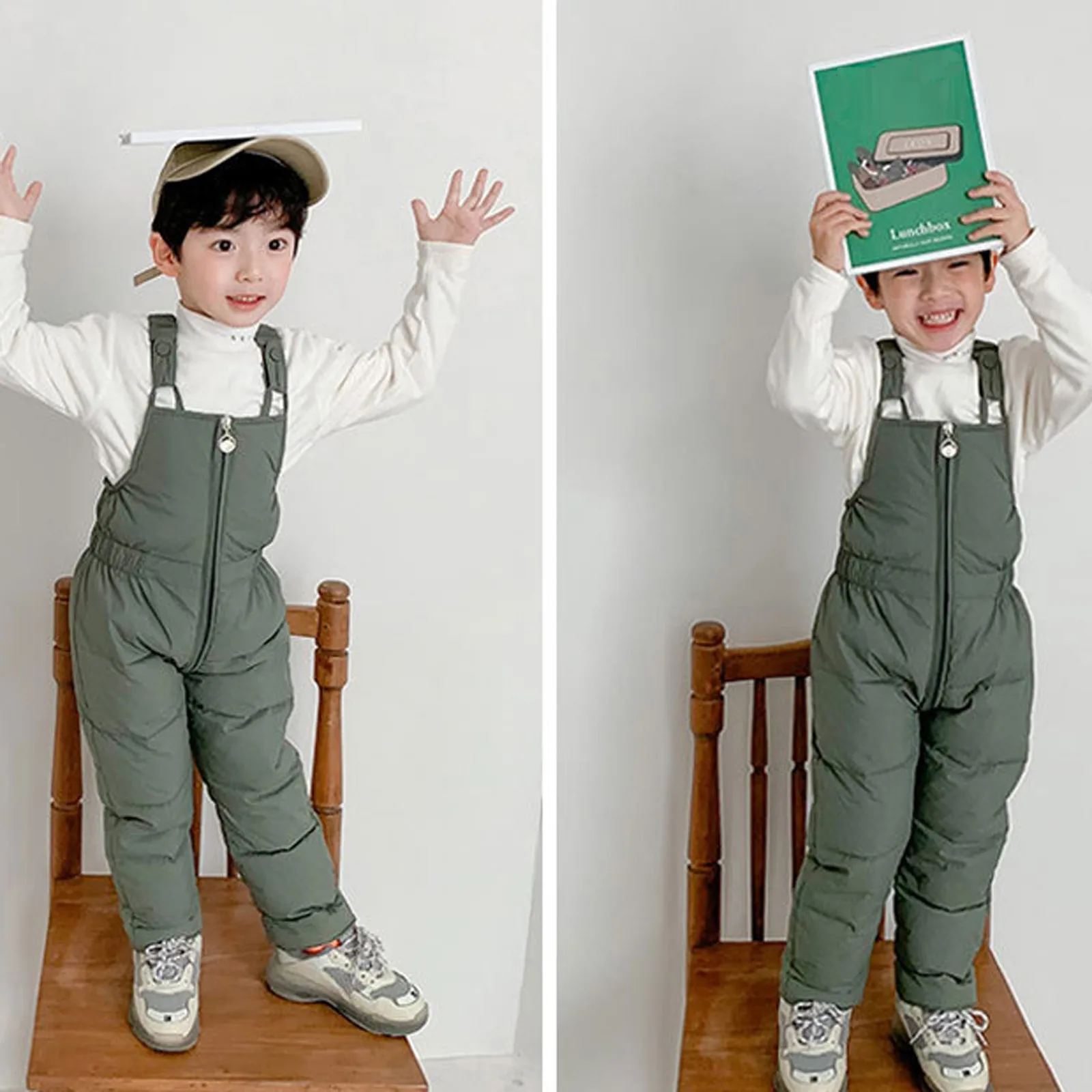 Winter Kids Warm Overalls Pants Autumn Girls Boys Thick Down Cotton Pants High Quality Children Windproof Snow Jumpsuit 1-5Y