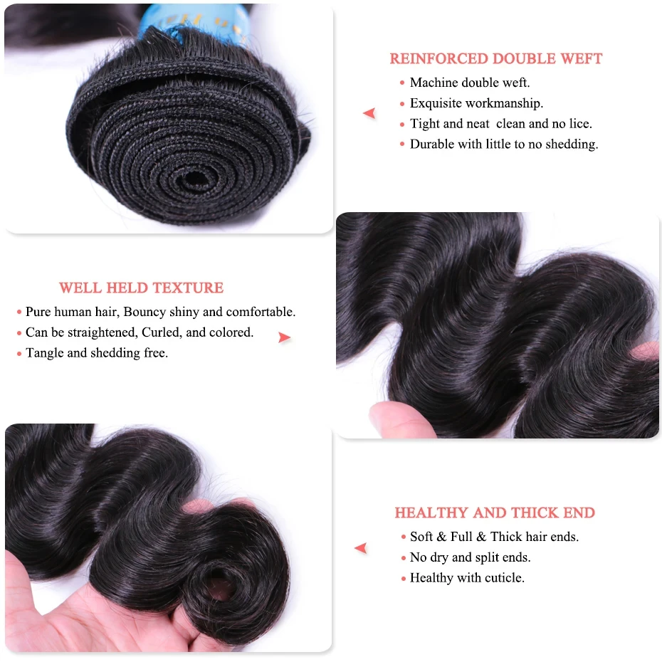 Cambodian Raw Hair Bundle 100% Virgin Human Hair Bundles Body wave and loose wave style Queen Hair Official Store