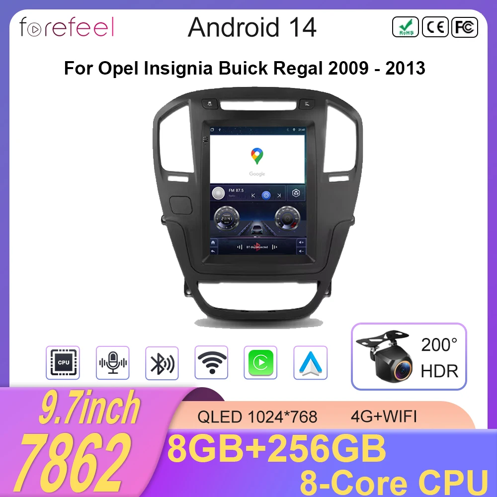 

9.7 inch Android 14 For Opel Insignia Buick Regal 2009 - 2013 Carplay GPS Navigation BT Touch Screen Intelligent System Wifi