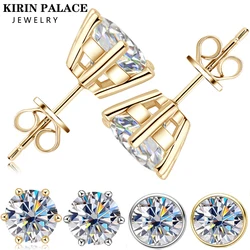 Pendientes de moissanita de 2 quilates para hombre y mujer, aretes de diamante de laboratorio, chapado en oro blanco/amarillo, pendiente de tuerca de Plata de Ley 925, joyería fina de lujo
