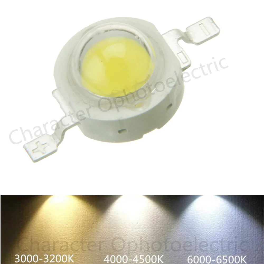 1W 3w High power LED Lamp bead Chips Warm white 3500K Neutral white4500K White 6000K  high light bulb lights  100PCS