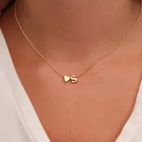 XINYI Fashion Tiny Heart Dainty Initial Necklace Gold Silver Color Letter Name Choker For Women Pendant Jewelry Gift