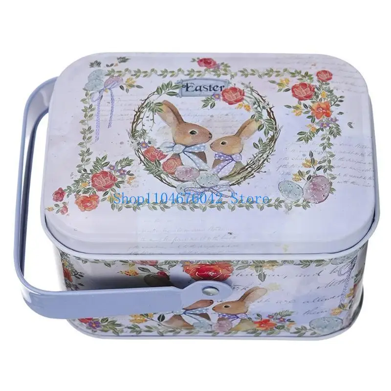 652F Easter Bunny Mini Tinplate Box Sealed Jar Packing Jewelry Candy Empty Coin Earrings Storage Container