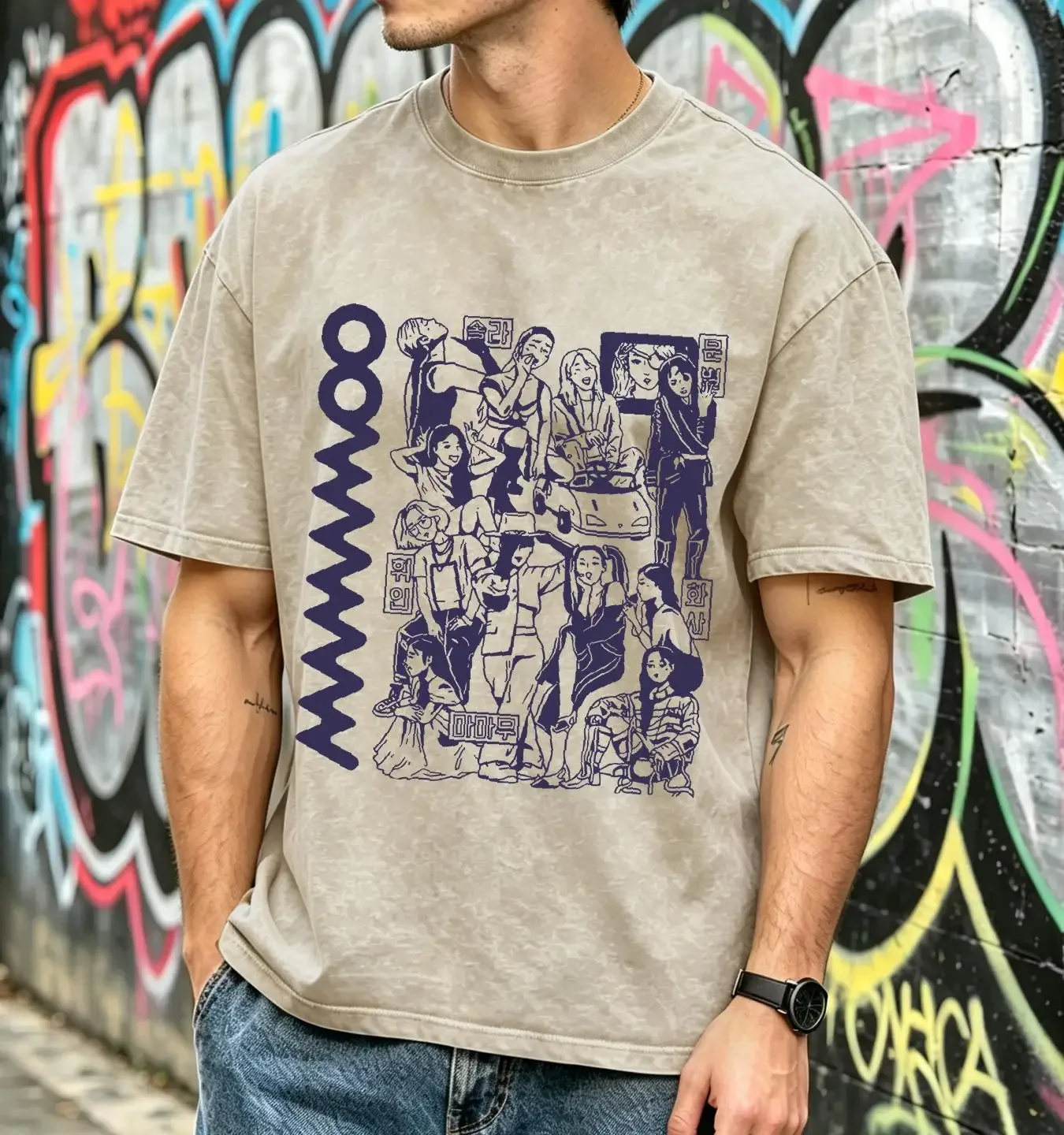 washed T Shirt Mamamoo My Con World Tour 2023 Retro Vintage ShirtMamamoo long or short sleeves vintage Washed Breathable